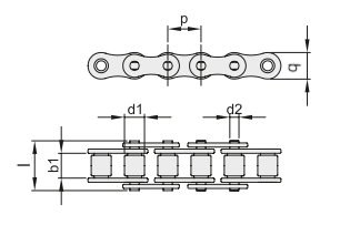 Цепь роликовая однорядная 08A-1 (40-1), EMT | ЕМТ