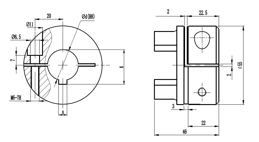 Полумуфта GS24 безлюфтовая, с готовым отверстием d=24 мм, шпон паз 8х3,3мм, EMT | ЕМТ