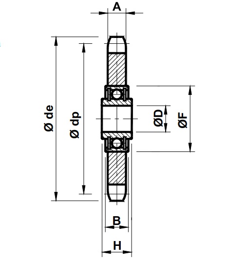Звездочка натяжная с подшипником для цепи 12B-1 (PC11013), Z=13 EMT | ЕМТ
