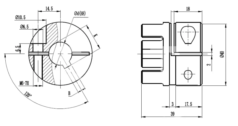 Полумуфта GS19 безлюфтовая, с готовым отверстием d=18 мм, шпон паз 6х2,8мм, EMT | ЕМТ