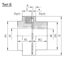 Полумуфта N-EUPEX 95 под расточку часть 4 dmax=42 мм, EMT | ЕМТ