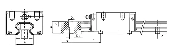 Рельсовая направляющая HGR20H, 4000 мм, EMT | ЕМТ