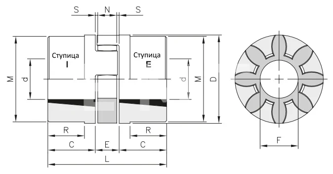 Полумуфта GEB 55-70 TL тип I под втулку 2012, EMT | ЕМТ