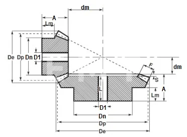 Коническая пара прямозубая (B) C29B300, передат. число=1:2, M=2,5, Z=15/30, EMT | ЕМТ