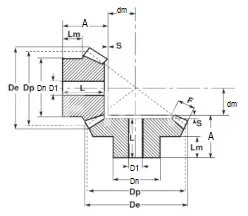 Коническая пара прямозубая (A) C27A161, передат. число=1:1, M=1,5, Z=16/16, EMT | ЕМТ